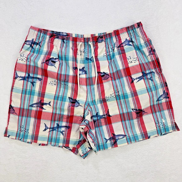Polo Ralph Lauren Other - Ralph Lauren Polo Sport Swim Shorts Plaid RWB Sharks Trunks Suit XL Fish VTG Y2K